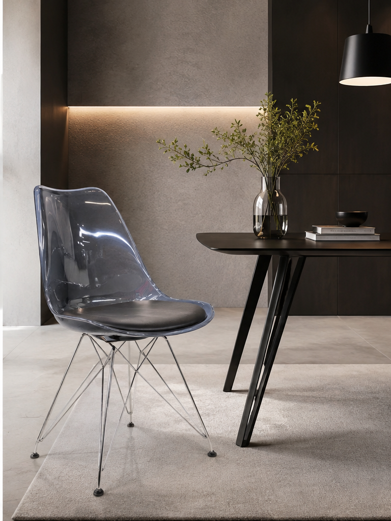 Sedia Design Trasparente con Gambe Cromate